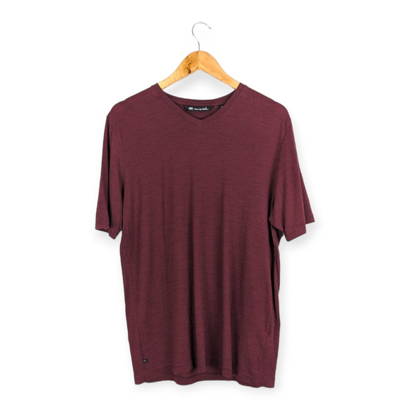 Travis Mathew Trumbull Heather Dark Red Micro Striped Short Sleeve Golf Tee Sz L - Picture 2 of 7
